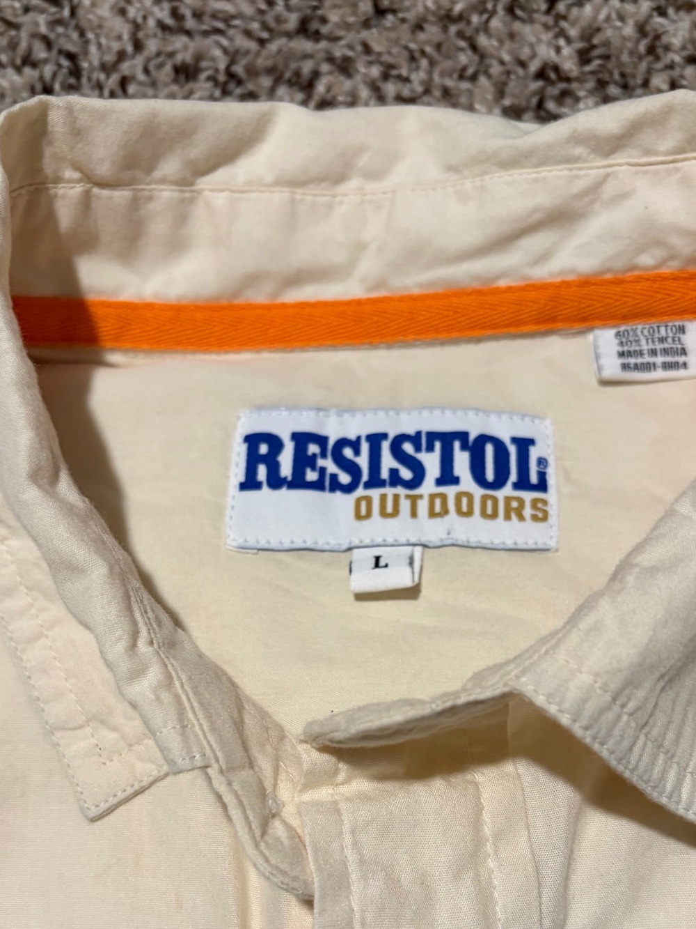 Resistol Outdoor Mens Size Large Cream Button-Down Casual Shirt - Picture 2 of 6